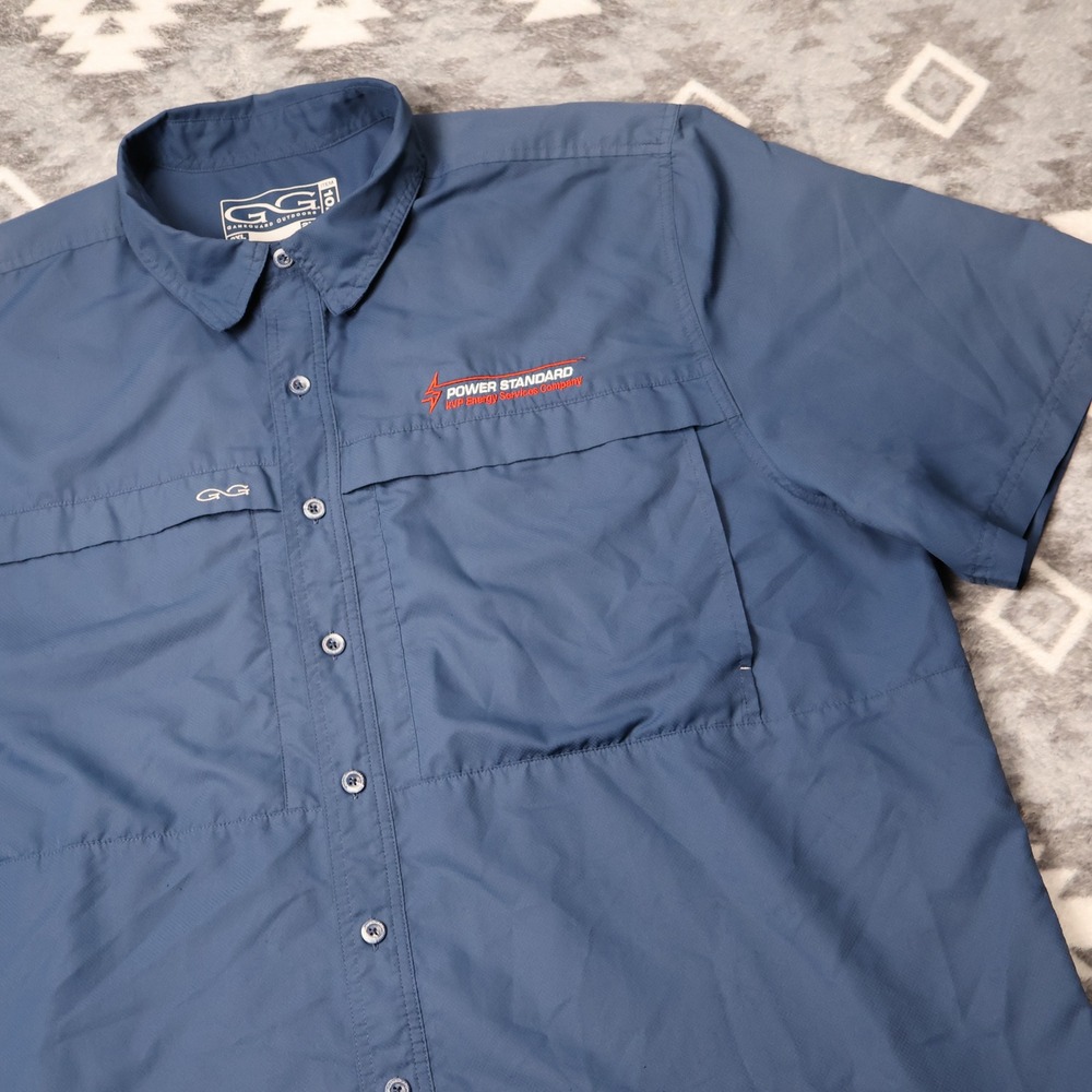 GameGuard Outdoors Blue Fishing Shirt Mens 2XL Power Standard Logo 1023 Ripstop